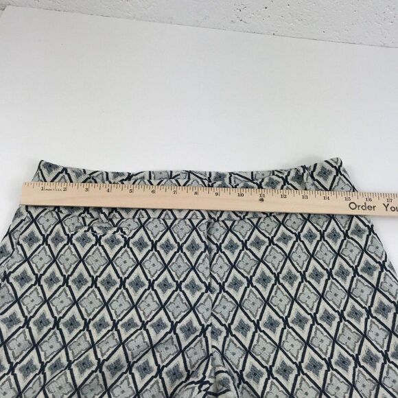 LOFT Womens Jacquard Shorts Blue Ivory Stretch Cotton Mid Rise Pockets Size 4 - Picture 6 of 11